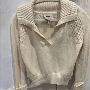 Industry Women's Elegant Cream V-Neck Sweater